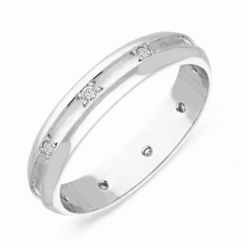Platinum Diamond Satin Finish Concave Wedding Ring D