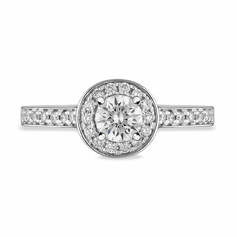 Platinum Diamond Shoulder Set Cluster Halo Ring
