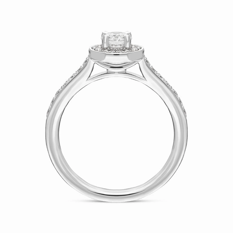 Platinum Diamond Shoulder Set Cluster Halo Ring