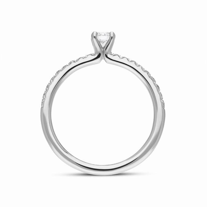 Platinum Diamond Shoulder Set Solitaire Ring
