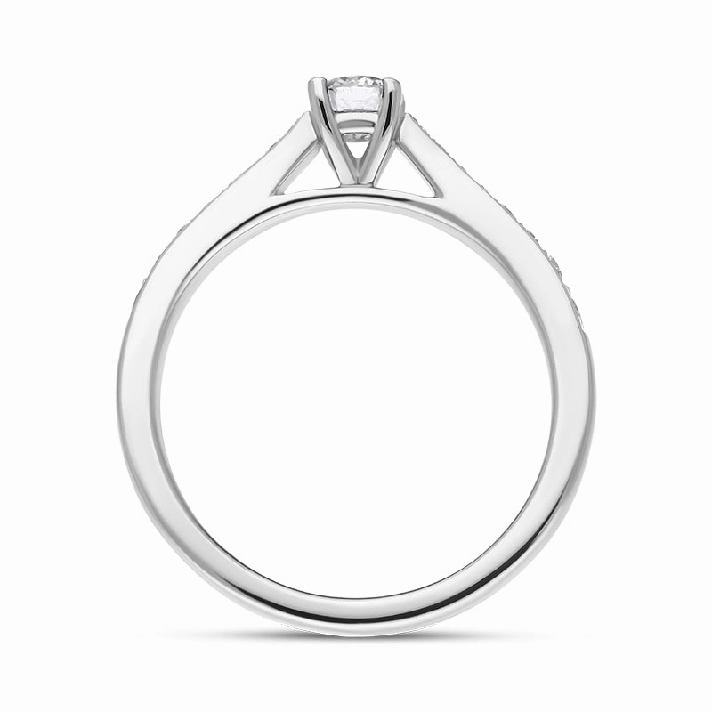 Platinum Diamond Shoulder Set Solitaire Ring