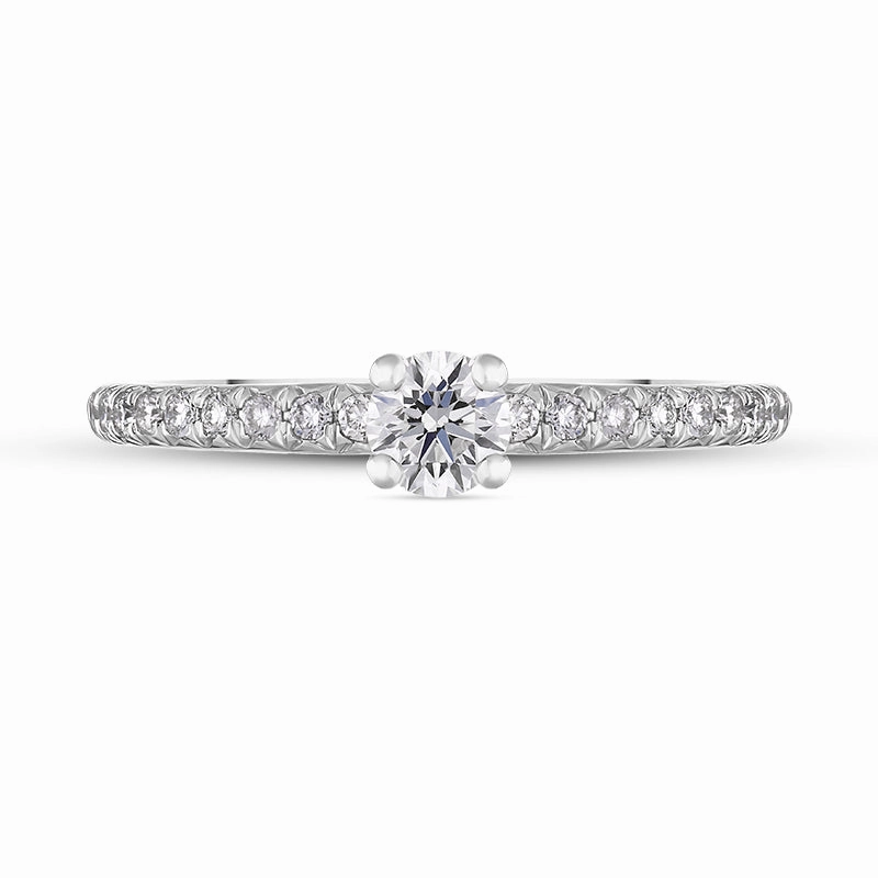 Platinum Diamond Shoulder Set Solitaire Ring