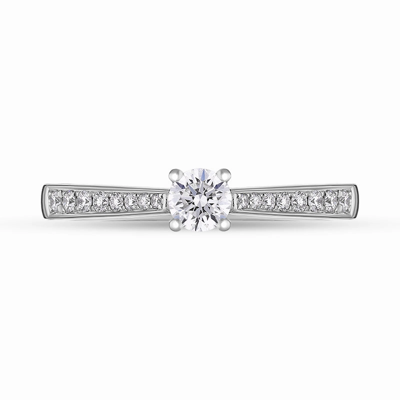 Platinum Diamond Shoulder Set Solitaire Ring