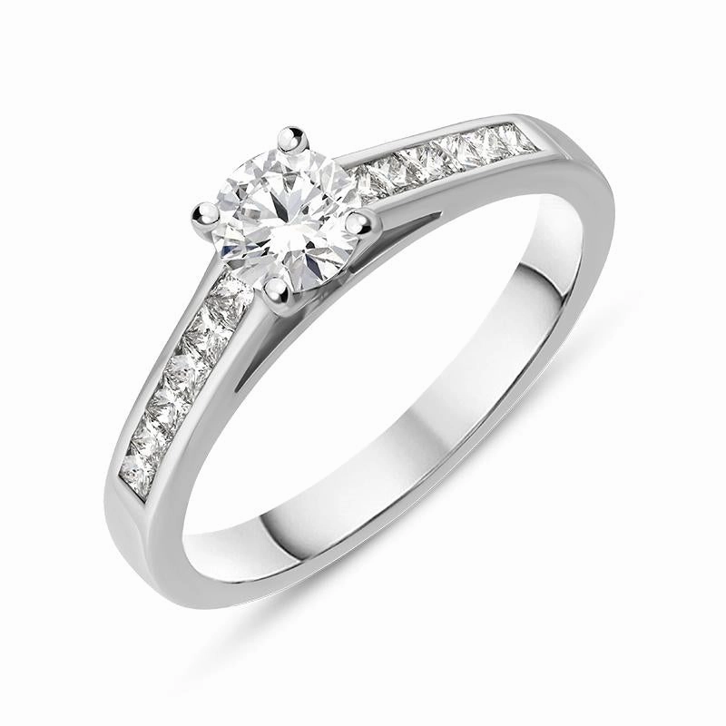 Platinum Diamond Shoulder Solitaire Ring