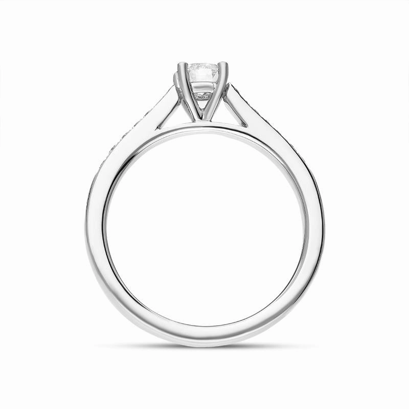Platinum Diamond Shoulder Solitaire Ring D