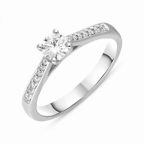 Platinum Diamond Shoulder Solitaire Ring D