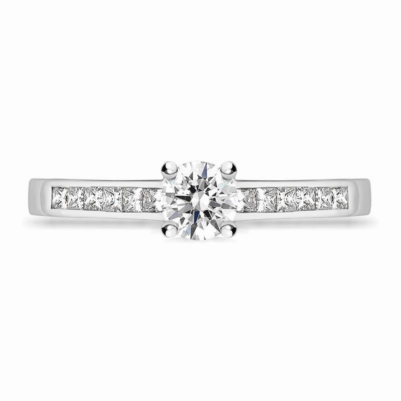 Platinum Diamond Shoulder Solitaire Ring