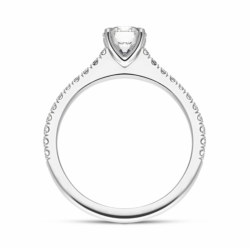 Platinum Diamond Solitaire Shoulder Set Ring