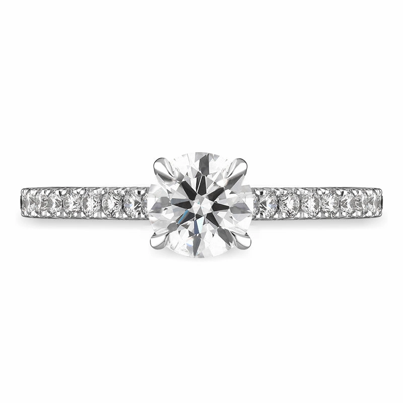 Platinum Diamond Solitaire Shoulder Set Ring