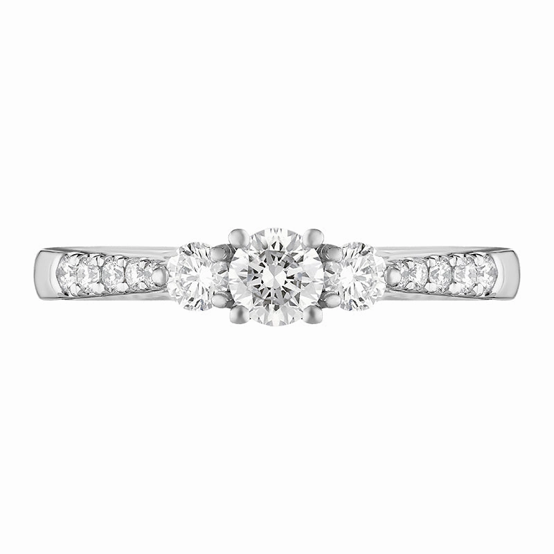 Platinum Diamond Three Stone Oval Cut Ring