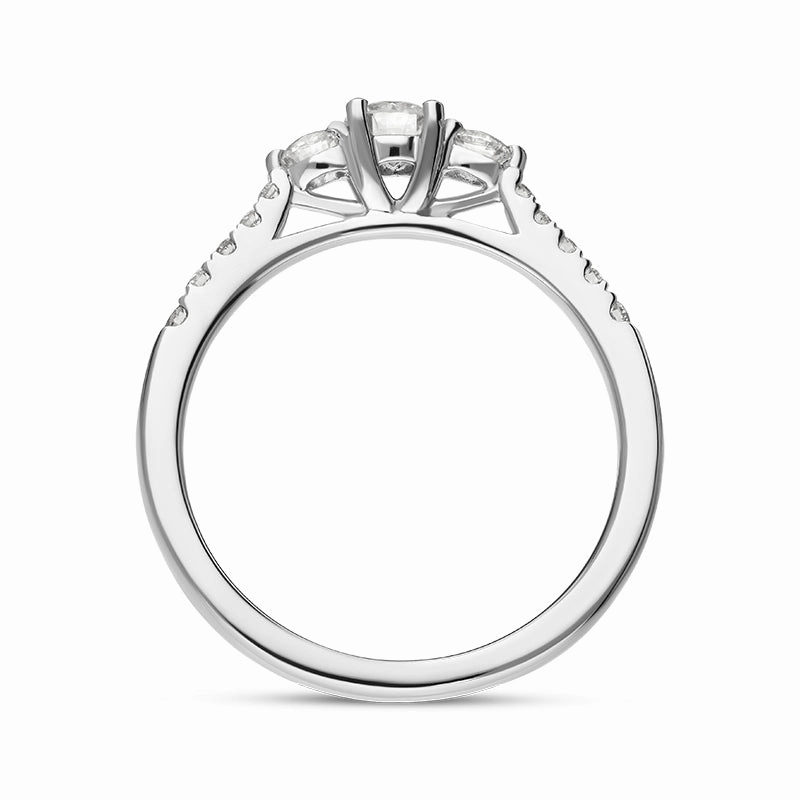 Platinum Diamond Three Stone Oval Cut Ring