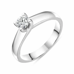 Platinum Diamond Twisted Claw Set Solitaire Ring