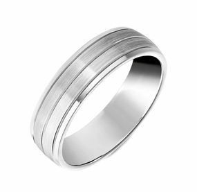 Platinum Engraved Satin Wedding Ring D