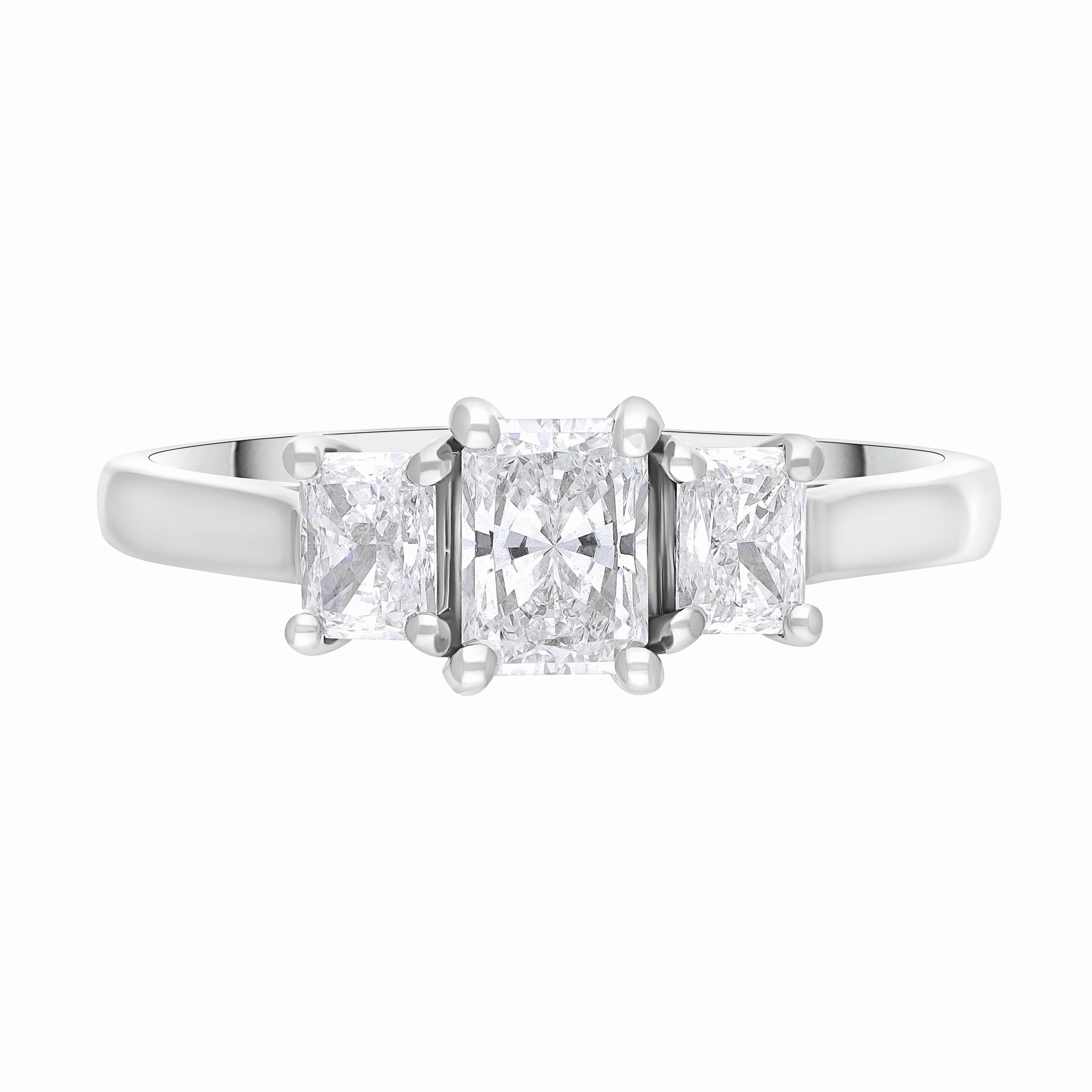 Platinum GIA Certified EVS1 1.01ct Diamond Emerald Cut Trilogy Ring