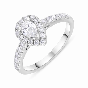 Platinum GIA Certified FVS2 0.75ct Diamond Pear Cut Cluster Ring