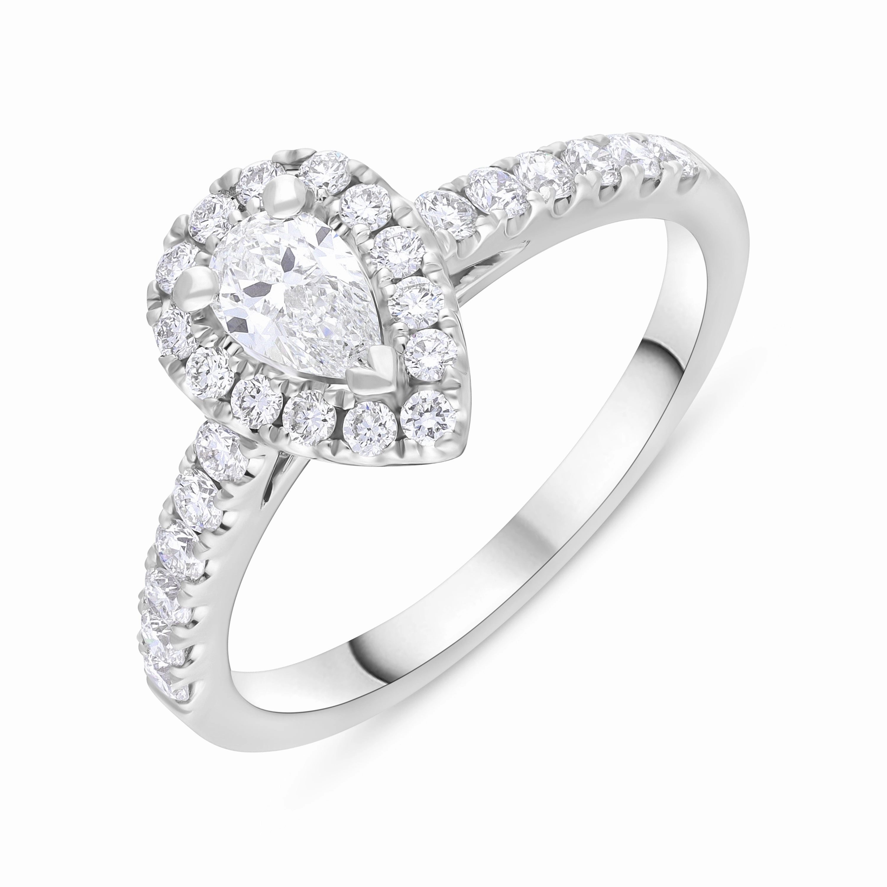 Platinum GIA Certified FVS2 0.75ct Diamond Pear Cut Cluster Ring