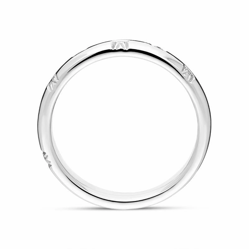 Platinum Princess Cut Diamond Court Ring D