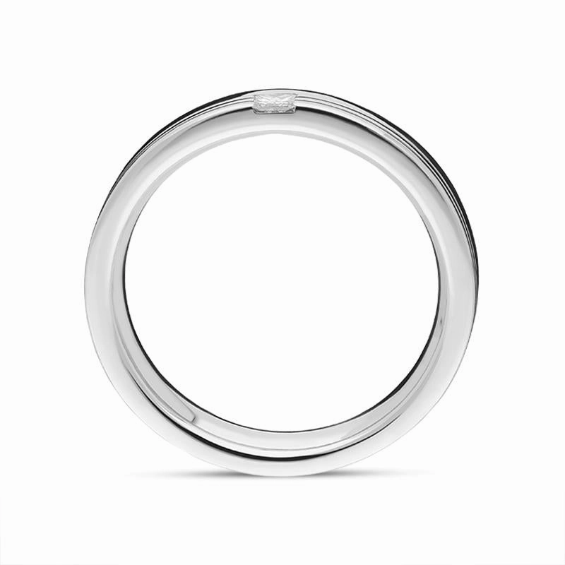 Platinum Princess Cut Diamond Engraved Wedding Ring