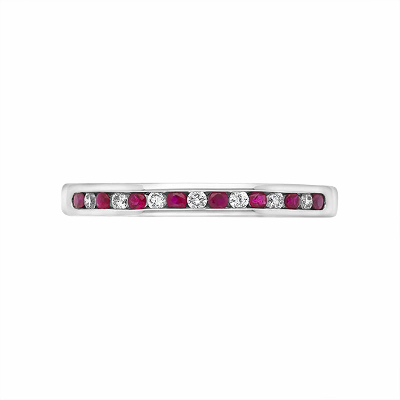 Platinum Ruby Diamond Channel Set Half Eternity Ring