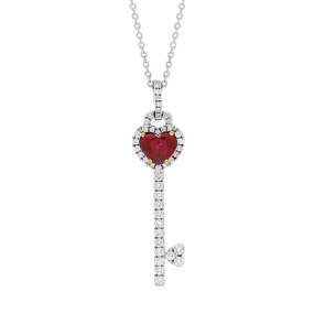 Platinum Ruby Diamond Key Pendant D Necklace D