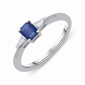 Platinum Sapphire and Diamond Trilogy Ring