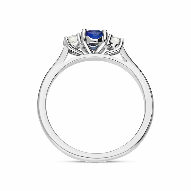 Platinum Sapphire Diamond Three Stone Ring