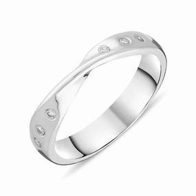 Platinum Six Round Diamond Twist Ring D