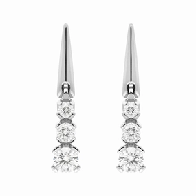 Platinum Three Stone Graduated Diamond Drop Earrings