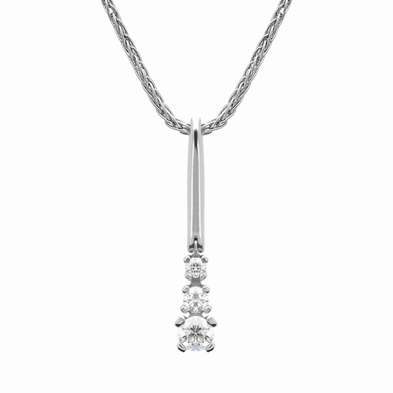 Platinum Three Stone Graduated Diamond Necklace