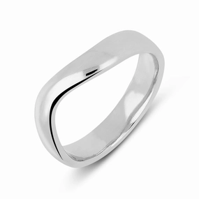 Platinum Tri-Set Curved Wedding Ring