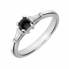 Platinum Whitby Jet 0.16ct Diamond Claw Set Ring
