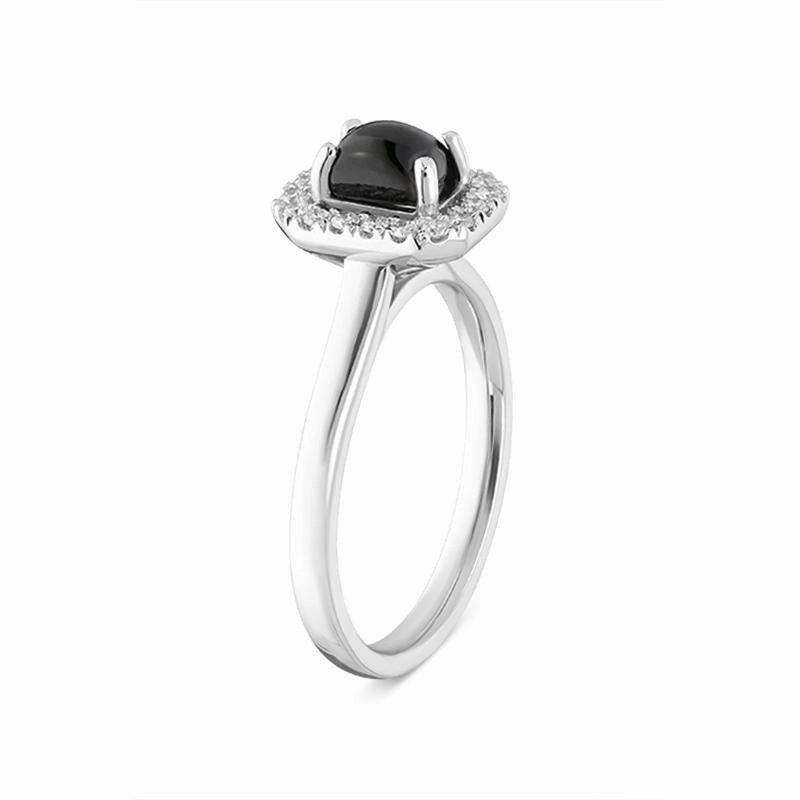 Platinum Whitby Jet 0.16ct Diamond Oblong Cluster Ring