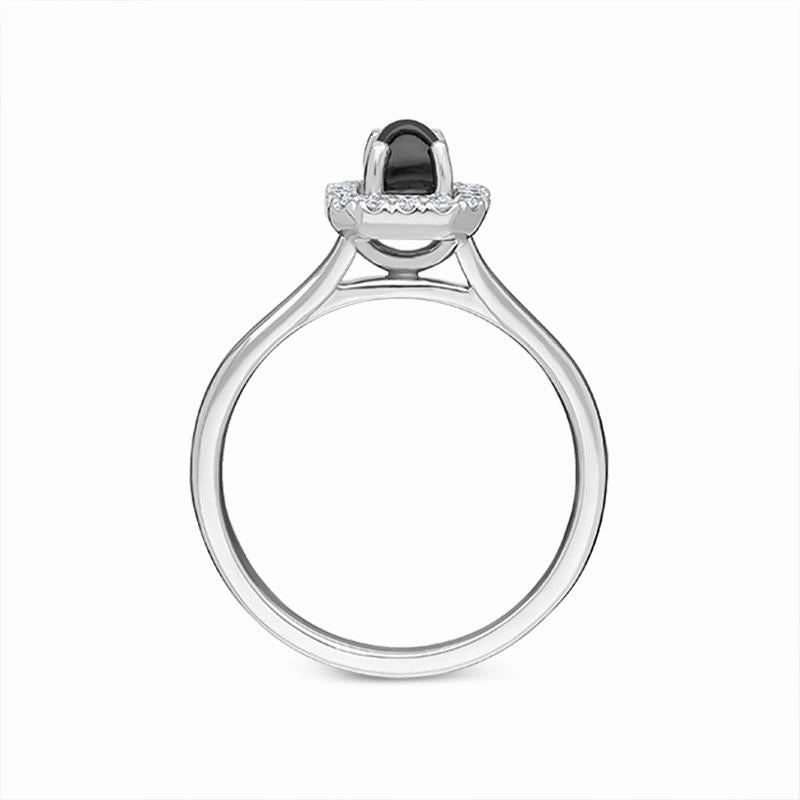 Platinum Whitby Jet 0.16ct Diamond Oblong Cluster Ring