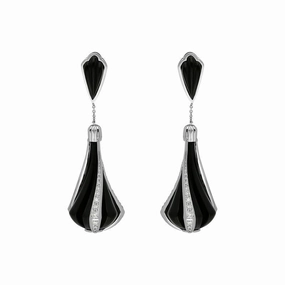 Platinum Whitby Jet 1.20ct Diamond Cabaret Statement Drop Earrings