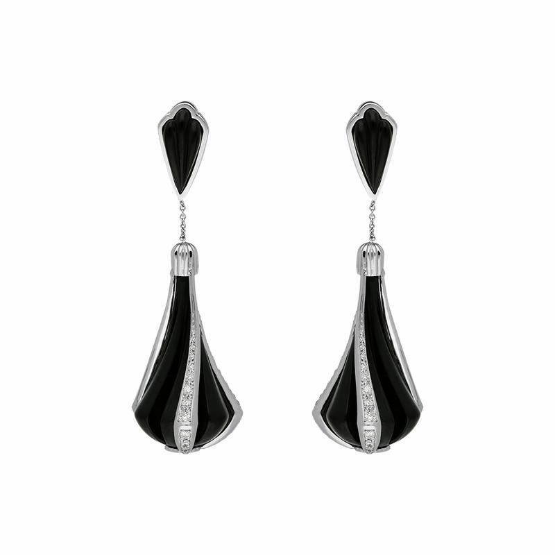 Platinum Whitby Jet 1.20ct Diamond Cabaret Statement Drop Earrings