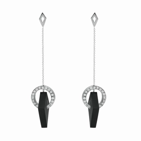 Platinum Whitby Jet 1.31ct Diamond Rhombus Drop Earrings D