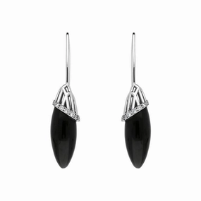 Platinum Whitby Jet Diamond Cosmic Hook Drop Earrings