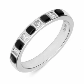 Platinum Whitby Jet Diamond Half Eternity Ring