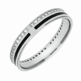 Platinum Whitby Jet Diamond Inlaid Wedding Band Ring