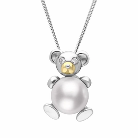 Platinum White Pearl Diamond Mouse Necklace