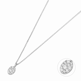 Ponte Vecchio 18ct White Gold 0.14ct Diamond Pave Oval Necklace
