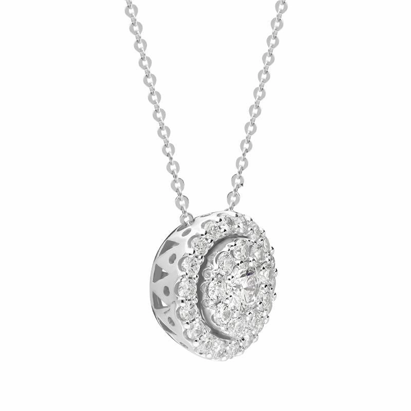 Ponte Vecchio 18ct White Gold 0.71ct Diamond Round Cluster Necklace