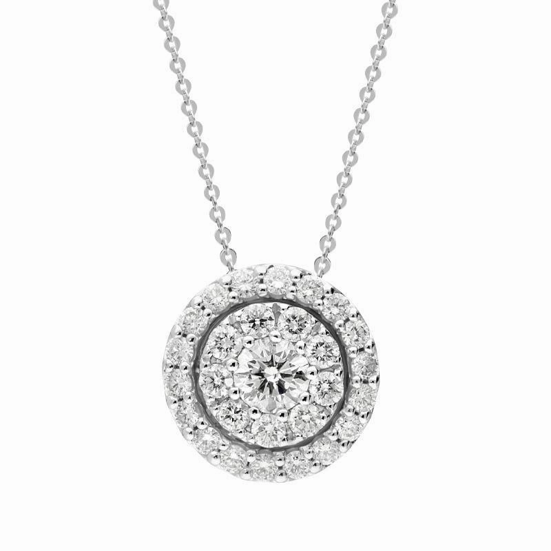 Ponte Vecchio 18ct White Gold 0.71ct Diamond Round Cluster Necklace