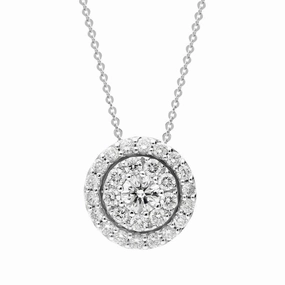 Ponte Vecchio 18ct White Gold 0.71ct Diamond Round Cluster Necklace