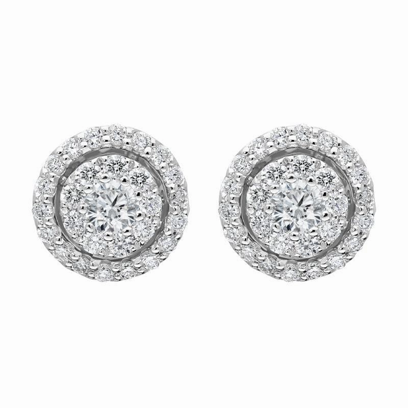 Ponte Vecchio 18ct White Gold 0.74ct Diamond Cluster Stud Earrings