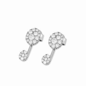 Ponte Vecchio 18ct White Gold 0.87ct Diamond Drop Stud Earrings D