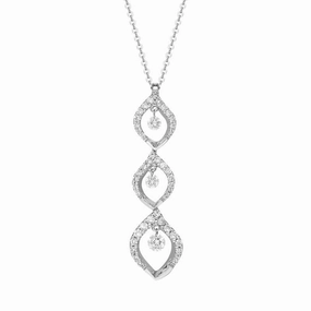 Ponte Vecchio 18ct White Gold Diamond Leaf Drop Necklace
