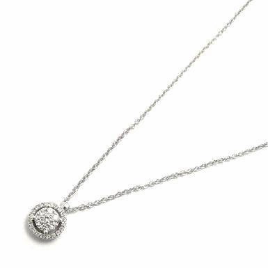 Ponte Vecchio Artemide 18ct White Gold 0.15ct Diamond Halo Necklace