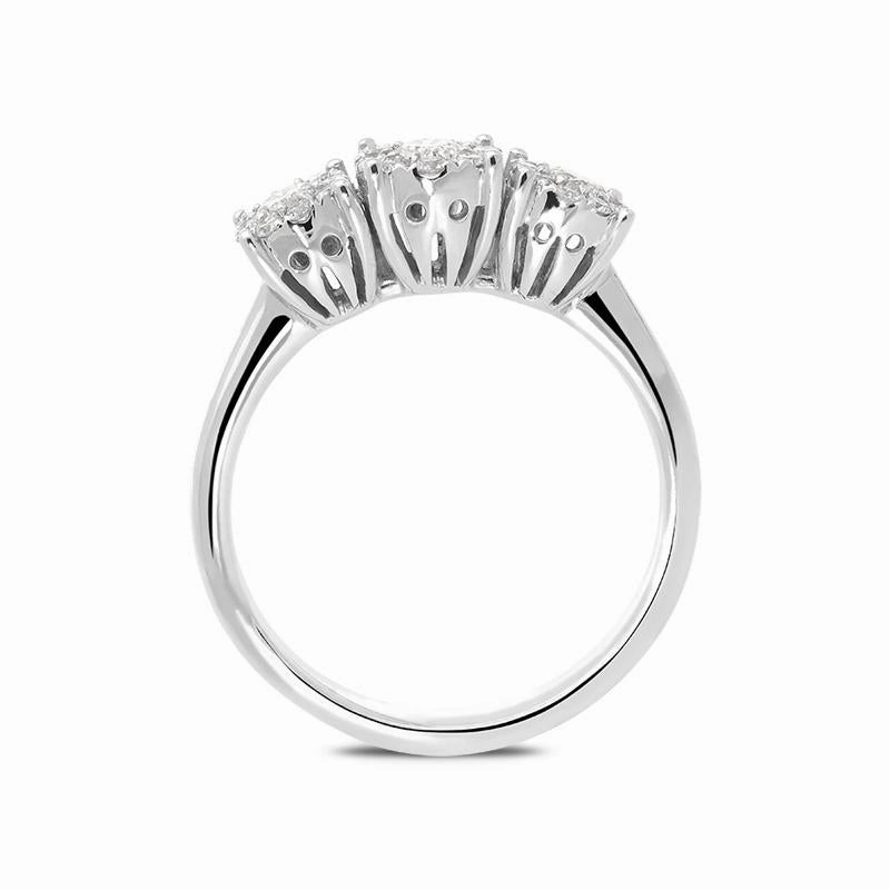 Ponte Vecchio Artemide 18ct White Gold 0.52ct Diamond Cluster Trilogy Ring