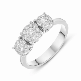 Ponte Vecchio Artemide 18ct White Gold 0.52ct Diamond Cluster Trilogy Ring